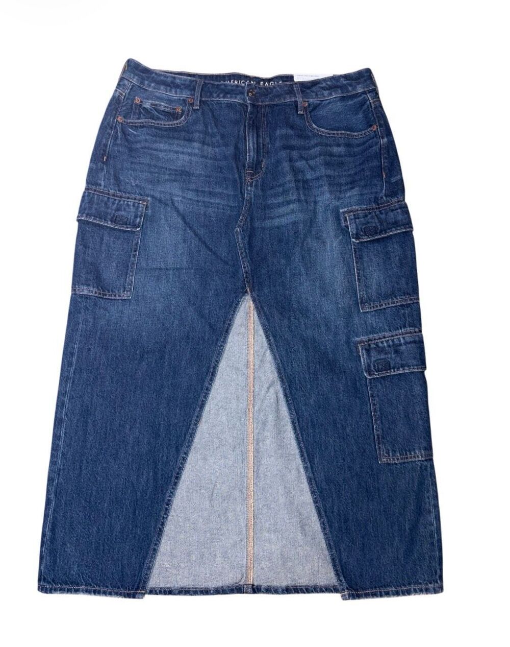 American Eagle Low-Rise Denim Cargo Maxi Skirt NWT